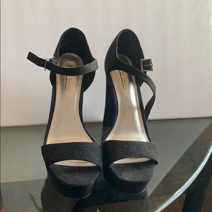 Black open toe heels